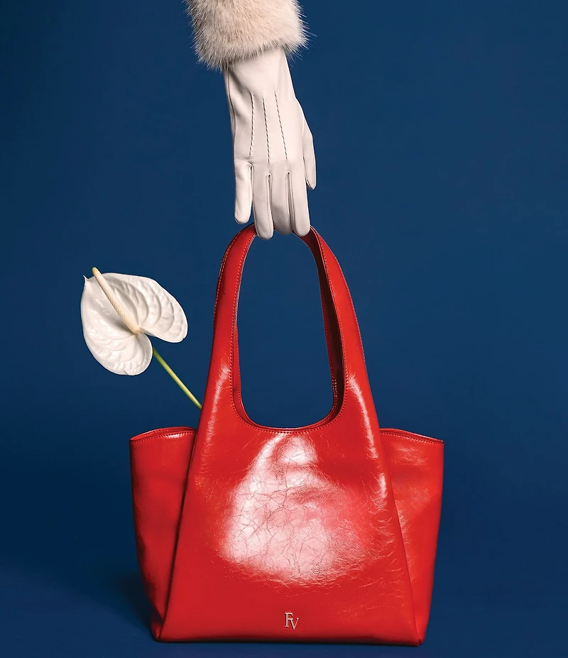 FRANCES VALENTINE Portia Crinkle Leather Satchel Bag