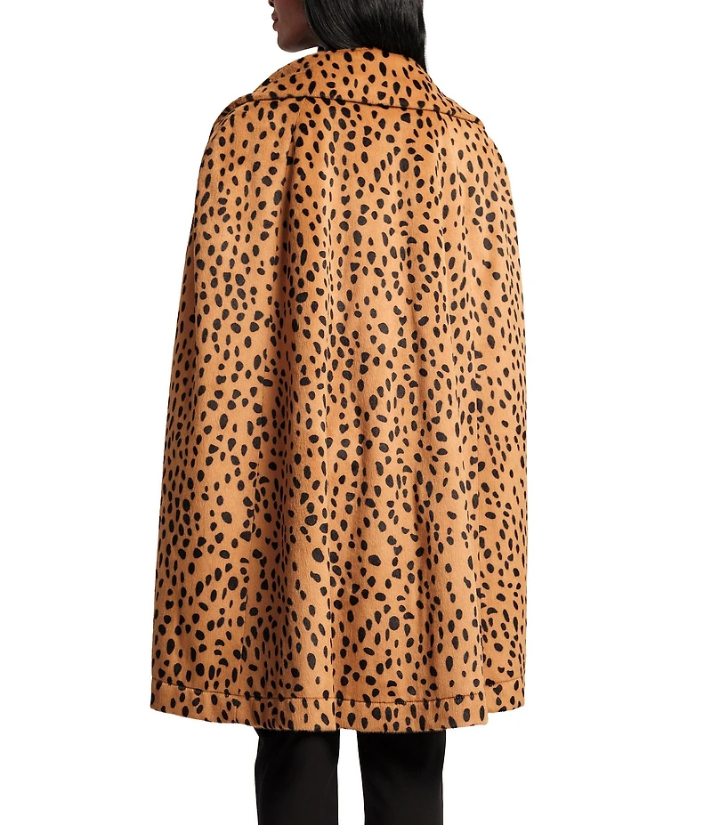 FRANCES VALENTINE Preston Faux Fur Cheetah Print Point Collar Cape