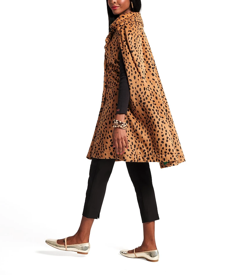 FRANCES VALENTINE Preston Faux Fur Cheetah Print Point Collar Cape