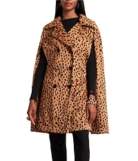 FRANCES VALENTINE Preston Faux Fur Cheetah Print Point Collar Cape