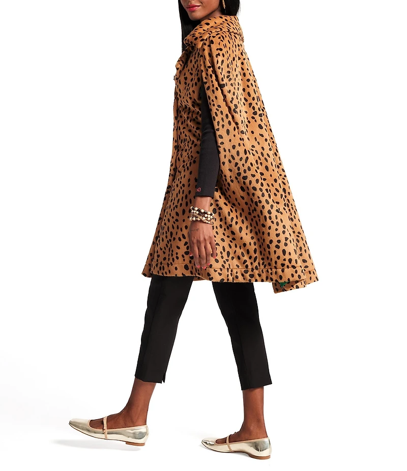 FRANCES VALENTINE Preston Faux Fur Cheetah Print Point Collar Cape