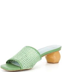 FRANCES VALENTINE Raffia Mesh Geodome Heel Slide Sandals