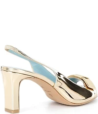 FRANCES VALENTINE Reese Mirrored Leather Slingback Bow Dress Sandals