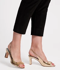 FRANCES VALENTINE Reese Mirrored Leather Slingback Bow Dress Sandals