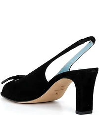 FRANCES VALENTINE Reese Suede Bow Slingback Peep Toe Pumps