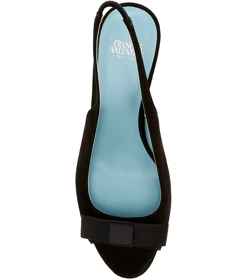 FRANCES VALENTINE Reese Suede Bow Slingback Peep Toe Pumps