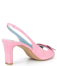FRANCES VALENTINE Reese Suede Bow Slingback Peep Toe Dress Sandals