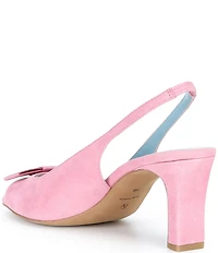 FRANCES VALENTINE Reese Suede Bow Slingback Peep Toe Dress Sandals