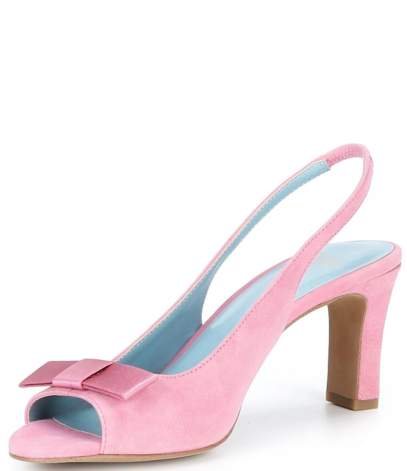 FRANCES VALENTINE Reese Suede Bow Slingback Peep Toe Dress Sandals
