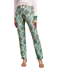 FRANCES VALENTINE Robbie Graphic Leaf Flat Front High Rise Pull On Coordinating Pants