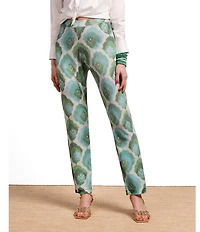 FRANCES VALENTINE Robbie Graphic Leaf Flat Front High Rise Pull On Coordinating Pants
