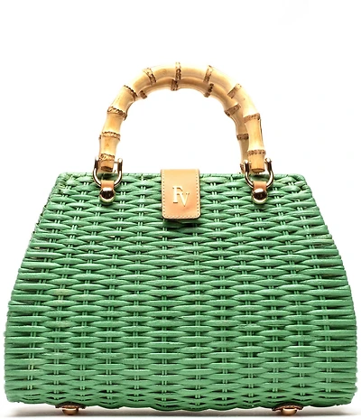 FRANCES VALENTINE Rooster Wicker Basket Satchel Bag