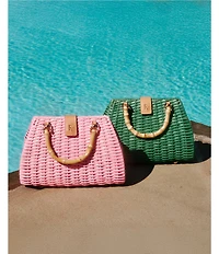 FRANCES VALENTINE Rooster Wicker Basket Satchel Bag