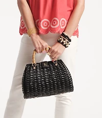 FRANCES VALENTINE Rooster Wicker Basket Satchel Bag