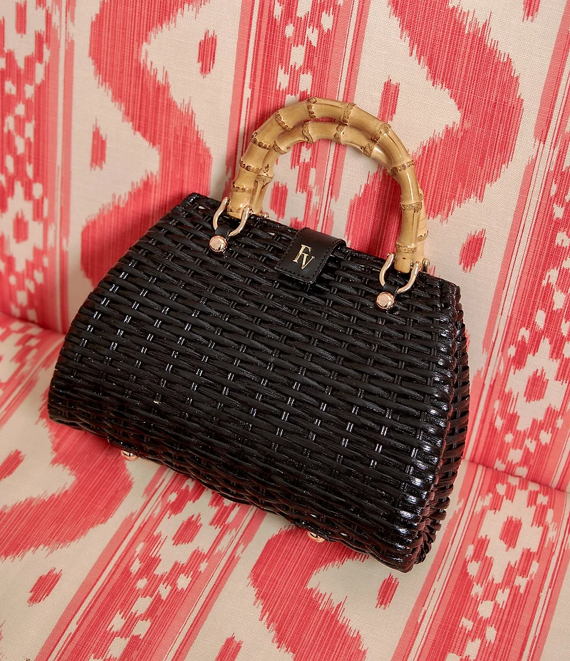 FRANCES VALENTINE Rooster Wicker Basket Satchel Bag