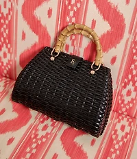 FRANCES VALENTINE Rooster Wicker Basket Satchel Bag