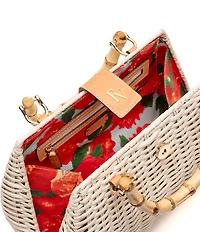 FRANCES VALENTINE Rooster Wicker Basket Satchel Bag