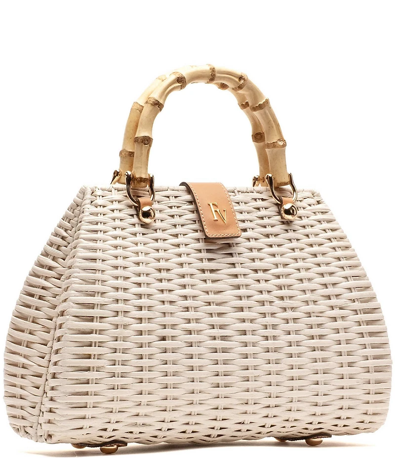 FRANCES VALENTINE Rooster Wicker Basket Satchel Bag