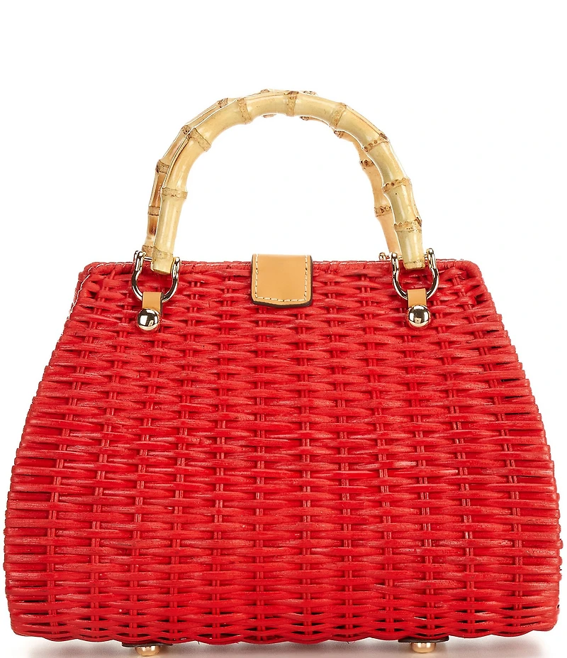 FRANCES VALENTINE Rooster Wicker Basket Satchel Bag
