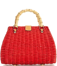 FRANCES VALENTINE Rooster Wicker Basket Satchel Bag