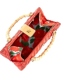 FRANCES VALENTINE Rooster Wicker Basket Satchel Bag