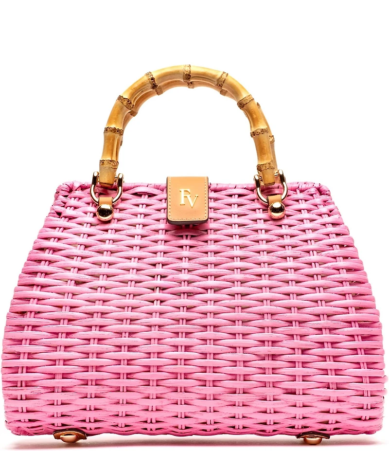 FRANCES VALENTINE Rooster Wicker Basket Satchel Bag