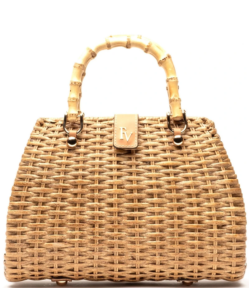 FRANCES VALENTINE Rooster Wicker Basket Satchel Bag