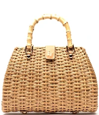 FRANCES VALENTINE Rooster Wicker Basket Satchel Bag