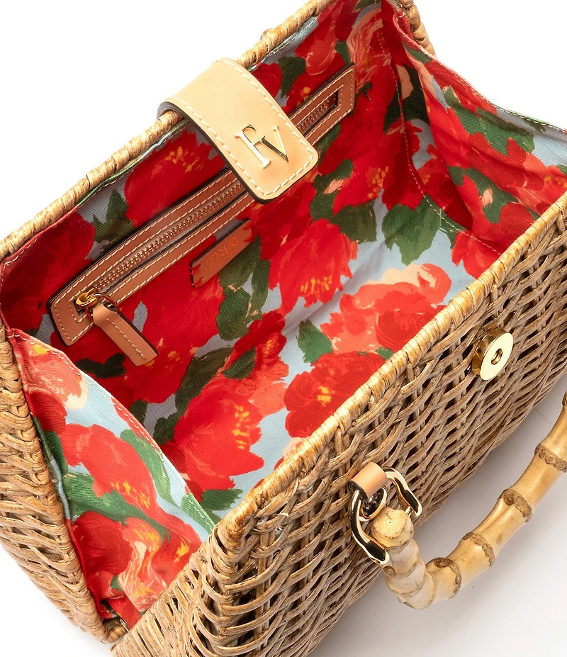 FRANCES VALENTINE Rooster Wicker Basket Satchel Bag