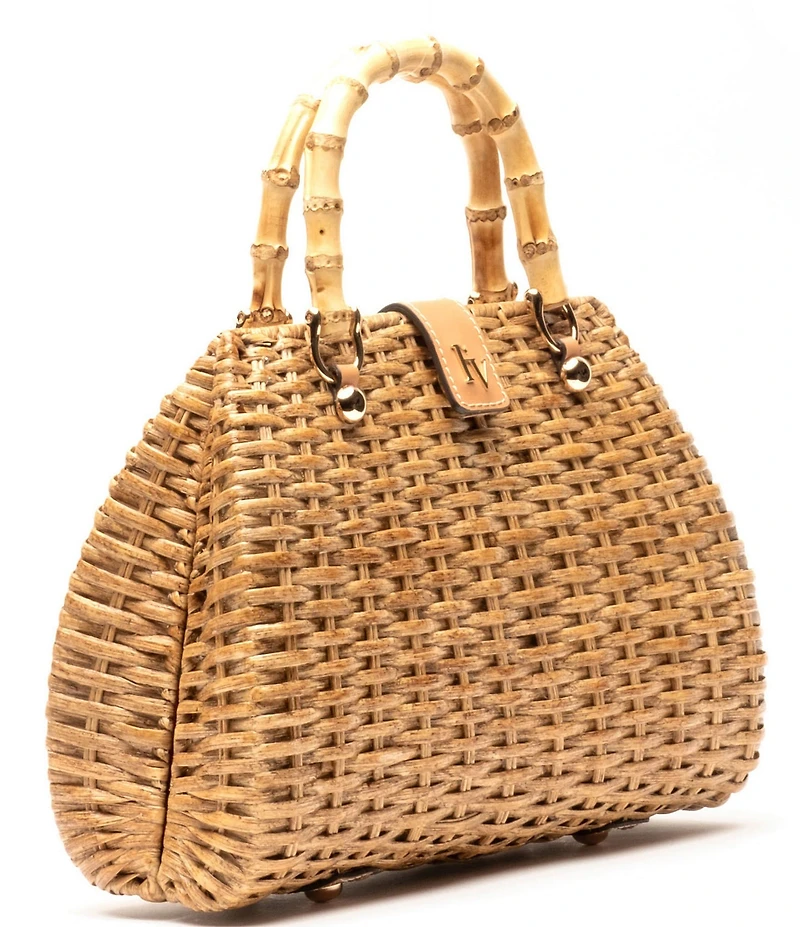FRANCES VALENTINE Rooster Wicker Basket Satchel Bag