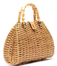 FRANCES VALENTINE Rooster Wicker Basket Satchel Bag