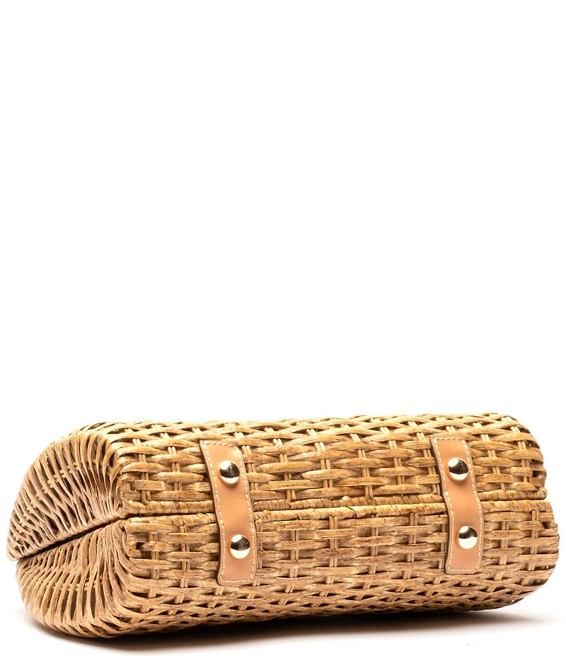 FRANCES VALENTINE Rooster Wicker Basket Satchel Bag