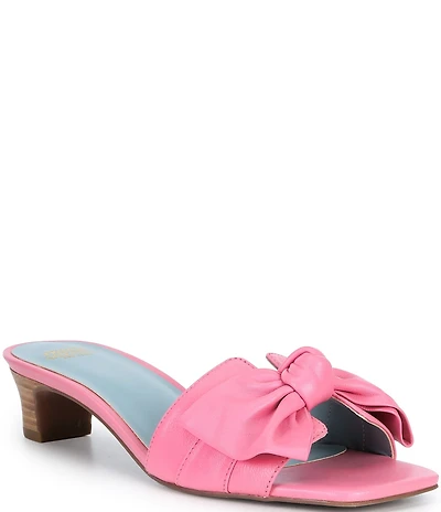 Frances Valentine Sandy Leather Bow Slide Sandals