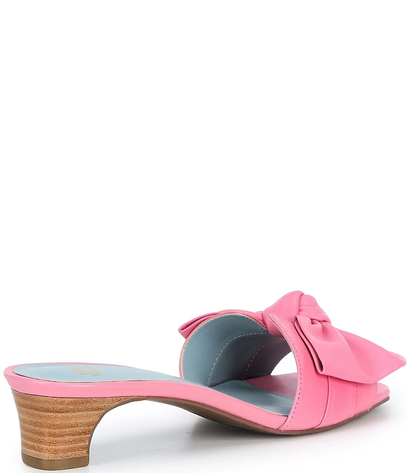 Frances Valentine Sandy Leather Bow Slide Sandals
