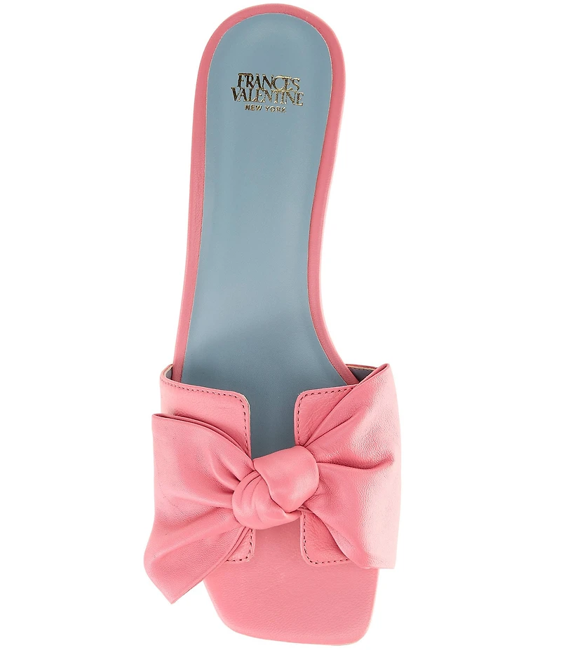 Frances Valentine Sandy Leather Bow Slide Sandals