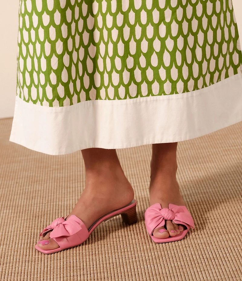 Frances Valentine Sandy Leather Bow Slide Sandals