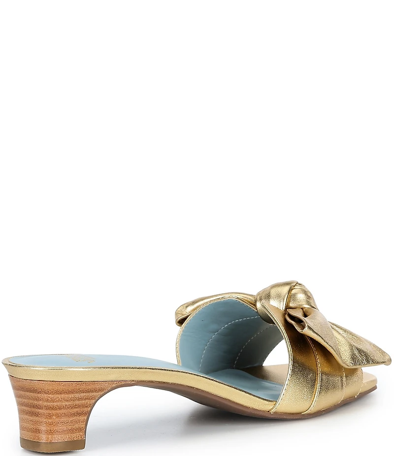 Frances Valentine Sandy Leather Bow Slide Sandals