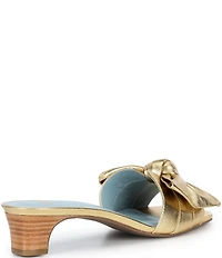 Frances Valentine Sandy Leather Bow Slide Sandals