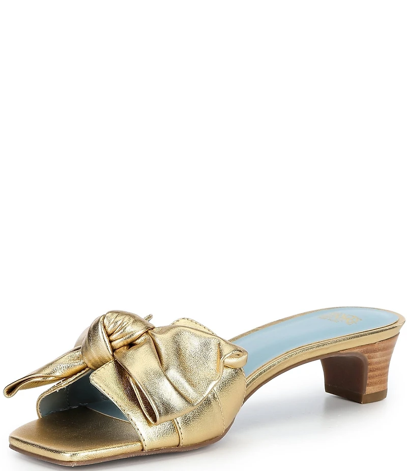 Frances Valentine Sandy Leather Bow Slide Sandals