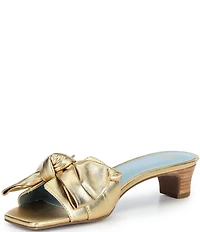 Frances Valentine Sandy Leather Bow Slide Sandals