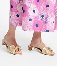 Frances Valentine Sandy Leather Bow Slide Sandals