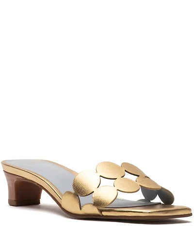 FRANCES VALENTINE Sandy Metallic Leather Circle Strap Slide Sandals