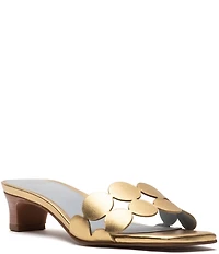 FRANCES VALENTINE Sandy Metallic Leather Circle Strap Slide Sandals
