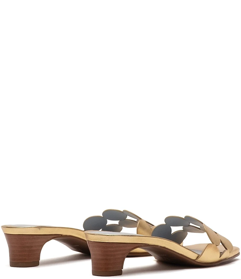 FRANCES VALENTINE Sandy Metallic Leather Circle Strap Slide Sandals