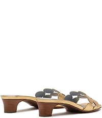 FRANCES VALENTINE Sandy Metallic Leather Circle Strap Slide Sandals