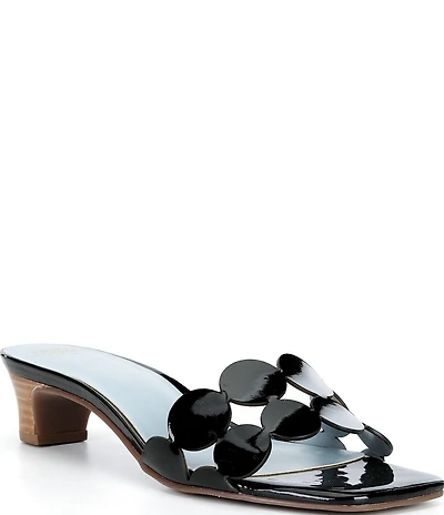 Frances Valentine Sandy Patent Leather Circle Strap Slide Sandals