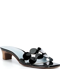 Frances Valentine Sandy Patent Leather Circle Strap Slide Sandals