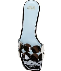 Frances Valentine Sandy Patent Leather Circle Strap Slide Sandals