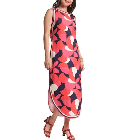 FRANCES VALENTINE Selena Poly Blend Kaleidoscope Print Scoop Neck Sleeveless Midi Dress