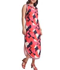 FRANCES VALENTINE Selena Poly Blend Kaleidoscope Print Scoop Neck Sleeveless Midi Dress